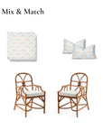 Kapalei Ravenala Scallops, Indoor/Outdoor Tan Baby Blue Seat Cushion Covers, with Pinstripe Trim, 20"x20"x4"