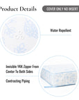Avinelle Dahlia, Indoor/Outdoor Baby Blue Seat Cushion Covers, with Piping, 24"x24"x4"