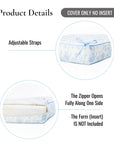 Avinelle Dahlia, Indoor/Outdoor Baby Blue Seat Cushion Covers, with Piping, 24"x24"x4"