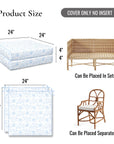 Avinelle Dahlia, Indoor/Outdoor Baby Blue Seat Cushion Covers, with Piping, 24"x24"x4"