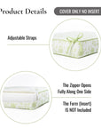 Avinelle Dahlia, Indoor/Outdoor Grass Green Seat Cushion Covers, with Piping, 24"x24"x4"