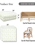 Avinelle Dahlia, Indoor/Outdoor Grass Green Seat Cushion Covers, with Piping, 24"x24"x4"