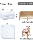 Avinelle Dahlia, Indoor/Outdoor Baby Blue Seat Cushion Covers, with Piping, 20"x20"x4"