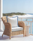 Avinelle Dahlia, Indoor/Outdoor Baby Blue Seat Cushion Covers, with Piping, 20"x20"x4"
