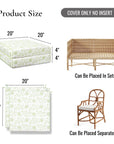 Avinelle Dahlia, Indoor/Outdoor Grass Green Seat Cushion Covers, with Piping, 20"x20"x4"