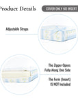 Hamptelle Hisbucs Stripes, Indoor/Outdoor Baby Blue Green Seat Cushion Covers, with Piping, 20"x20"x4"