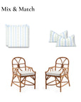 Hamptelle Hisbucs Stripes, Indoor/Outdoor Baby Blue Green Seat Cushion Covers, with Piping, 20"x20"x4"
