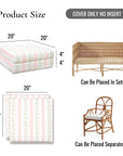 Hamptelle Hisbucs Stripes, Indoor/Outdoor Blush Pink Green Seat Cushion Covers, with Piping, 20"x20"x4"