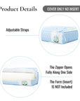 Charlivale, Indoor/Outdoor Baby Blue Green Blok Print Seat Cushion Covers, with Piping, 20"x20"x4"