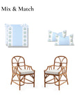 Charlivale, Indoor/Outdoor Baby Blue Green Blok Print Seat Cushion Covers, with Piping, 20"x20"x4"
