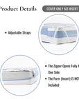 Beach Stripes, Outdoor Performance Azure Blue Seat Cushion Covers, with Piping, 24"x24"x4"