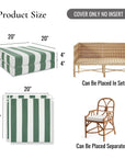 Beach Stripes, Outdoor Performance Green Seat Cushion Covers, with Piping, 20"x20"x4"