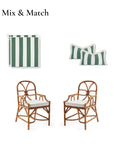 Beach Stripes, Outdoor Performance Green Seat Cushion Covers, with Piping, 20"x20"x4"