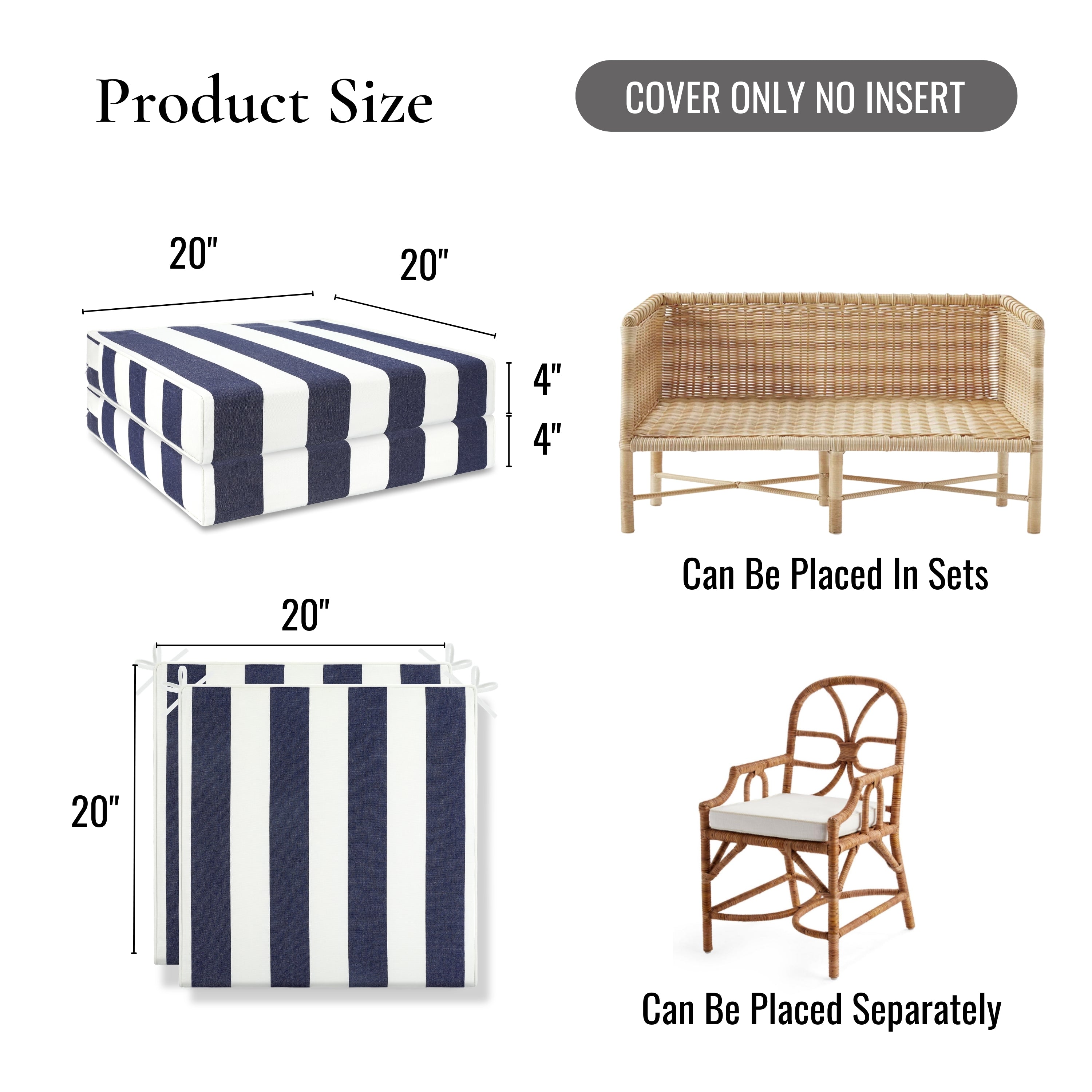 Coastal Indigo Blue Indoor Outdoor Seat Cushion Cover, Beach