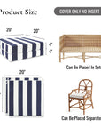 Beach Stripes, Outdoor Performance Indigo Blue Seat Cushion Covers, with Piping, 20"x20"x4"