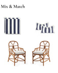 Beach Stripes, Outdoor Performance Indigo Blue Seat Cushion Covers, with Piping, 20"x20"x4"