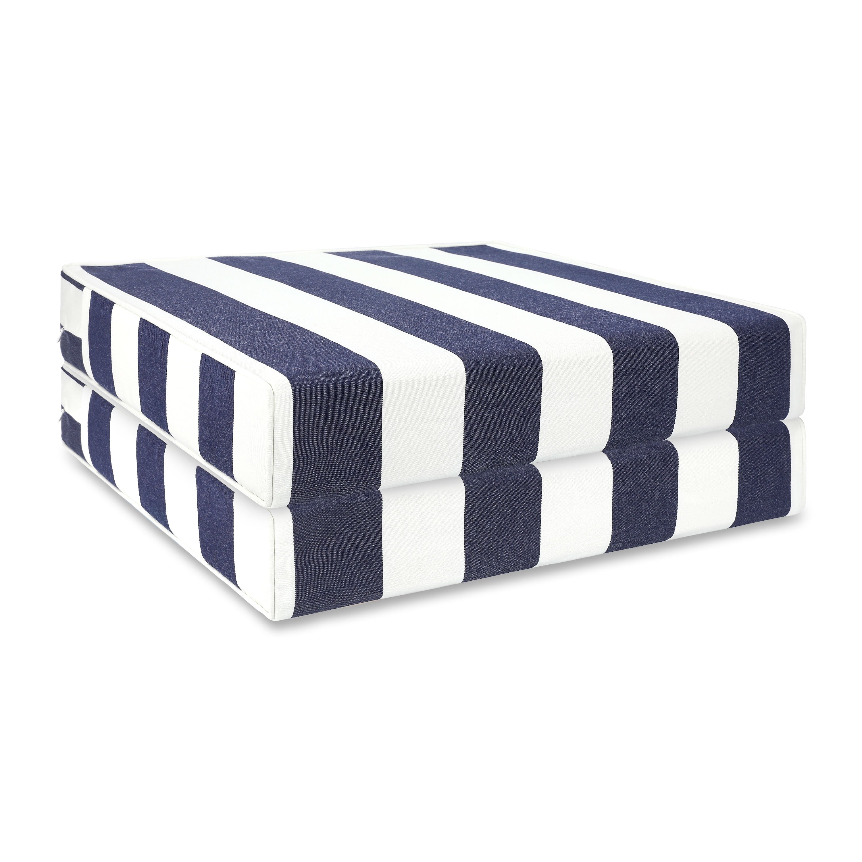 Coastal Indigo Blue Indoor Outdoor Seat Cushion Cover, Beach
