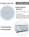Coastline Stripes, Outdoor Performance Azure Blue Indigo Seat Cushion Covers, with Piping, 24"x24"x4"