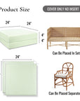 Coastline Stripes, Outdoor Performance Grass Green Seat Cushion Covers, with Piping, 24"x24"x4"