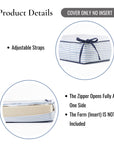 Coastline Stripes, Outdoor Performance Azure Blue Indigo Seat Cushion Covers, with Piping, 20"x20"x4"