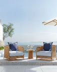 Coastline Stripes, Outdoor Performance Azure Blue Indigo Seat Cushion Covers, with Piping, 20"x20"x4"