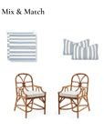 Bayside Stripes, Outdoor Performance Azure Blue Indigo Seat Cushion Covers, with Piping, 20"x20"x4"
