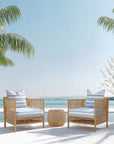 Bayside Stripes, Outdoor Performance Azure Blue Indigo Seat Cushion Covers, with Piping, 20"x20"x4"
