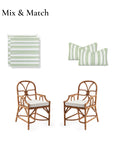 Bayside Stripes, Outdoor Performance Grass Green Seat Cushion Covers, with Piping, 20"x20"x4"