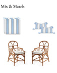 Harbor Stripes, Outdoor Performance Azure Blue Indigo Seat Cushion Covers, with Piping, 20"x20"x4"