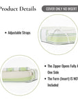 Harbor Stripes, Outdoor Performance Grass Green Seat Cushion Covers, with Piping, 20"x20"x4"