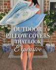 Charlivale, Indoor/Outdoor Navy Azure Blue Lumbar Pillow Cover, with Piping, 12"x20"