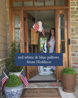 Coastal Indoor Outdoor Long Lumbar Pillow Cover, Stripes with Fringe, Navy Blue, 12"x26"