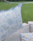 Coastal Indoor Outdoor Scalloped Lumbar Pillow Cover Only, Dahlia Floral, Baby Blue, 12"x20"