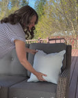 Coastline Stripes, Indoor/Outdoor Green Striped Pillow Cover, with Piping, 20"x20"