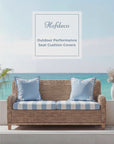 Beach Stripes, Outdoor Performance Azure Blue Seat Cushion Covers, with Piping, 24"x24"x4"