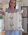 Newvalis, Indoor/Outdoor Blue Grass Green Decorative Lumbar Pillow Cover, with Scalloped Border, 12"x20"