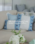 Charlivale, Indoor/Outdoor Navy Azure Blue Lumbar Pillow Cover, with Piping, 12"x20"