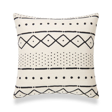 Mud Cloth Pillow Cover, Dots and Dashes, Natural, Single Sided, 18