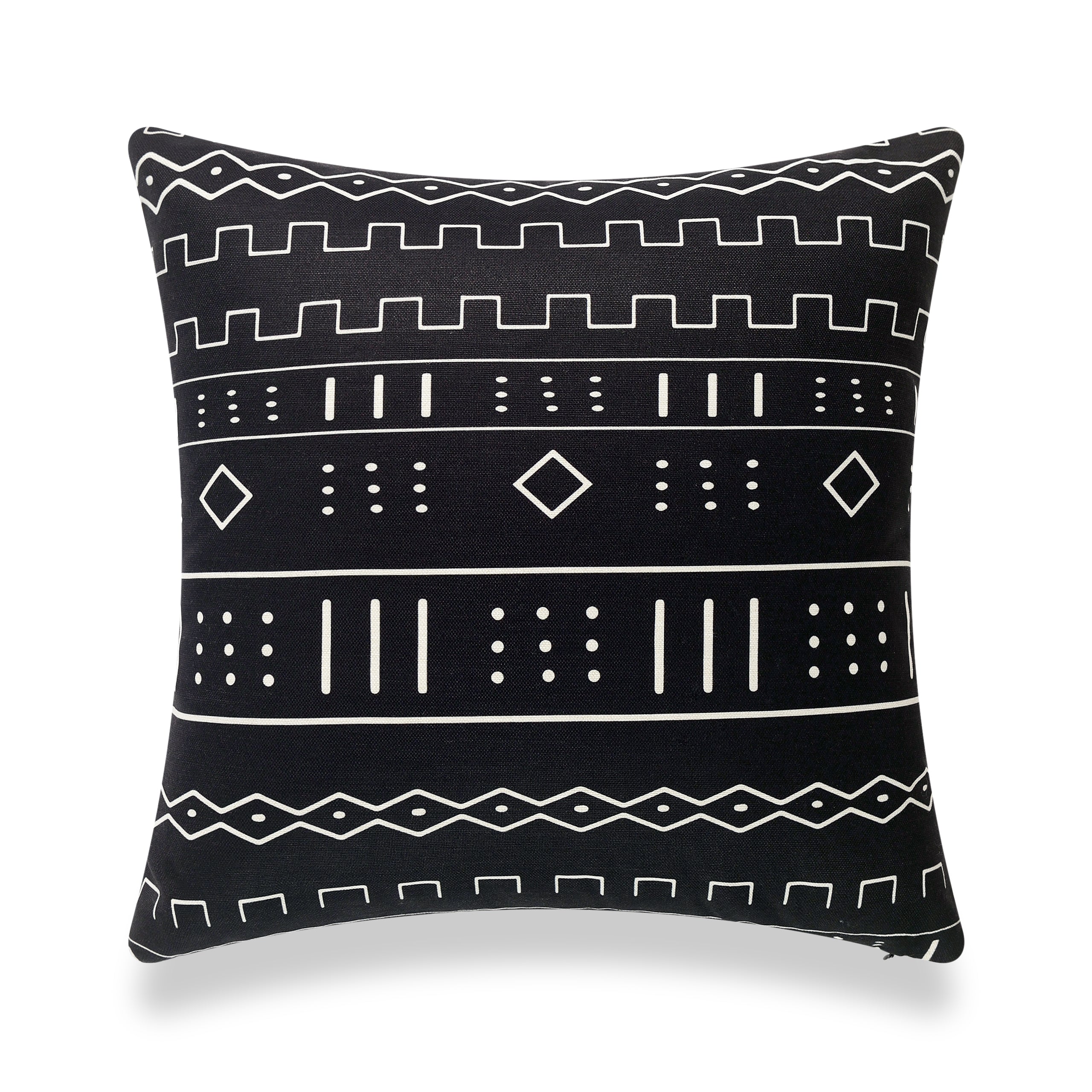Mud Cloth Pillow Covers, Dots and Dashes, Black Hofdeco