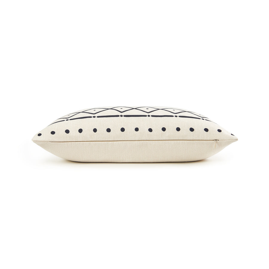 Mud Cloth Lumbar Pillow Cover, Dots and Dashes, Natural, Single Sided, 12