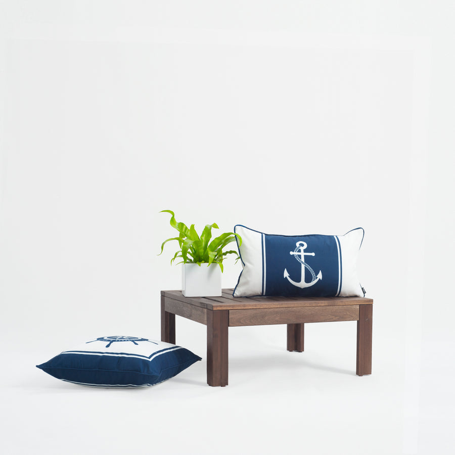 Nautical Outdoor Lumbar Pillow Cover, Anchor, Navy Blue, 12