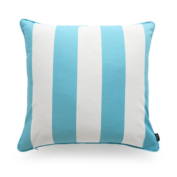 Beach Outdoor Pillow Cover, Stripes, Aqua, 18