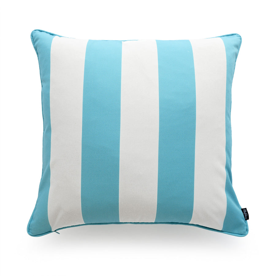 Beach Outdoor Pillow Cover, Stripes, Aqua, 18