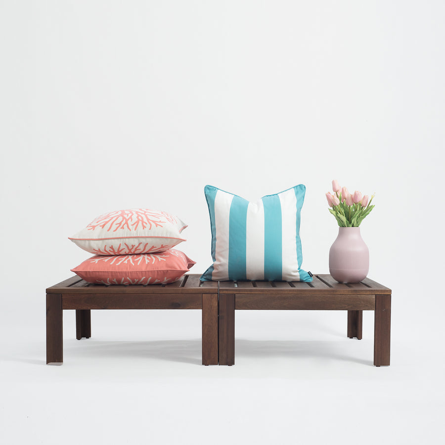 Beach Outdoor Pillow Cover, Stripes, Aqua, 18