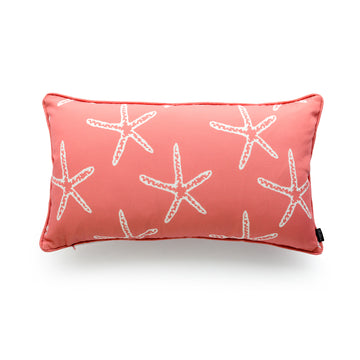 Beach Outdoor Lumbar Pillow Cover, Starfish, Coral, 12