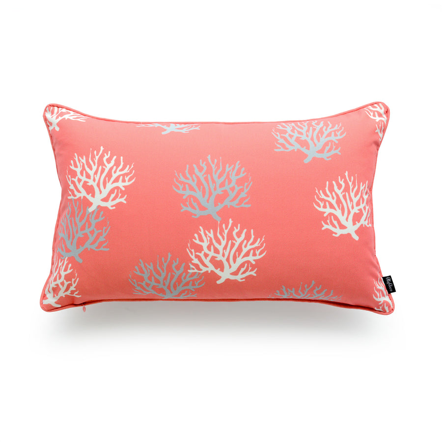 Beach Outdoor Lumbar Pillow Cover, Living Coral, Coral, 12