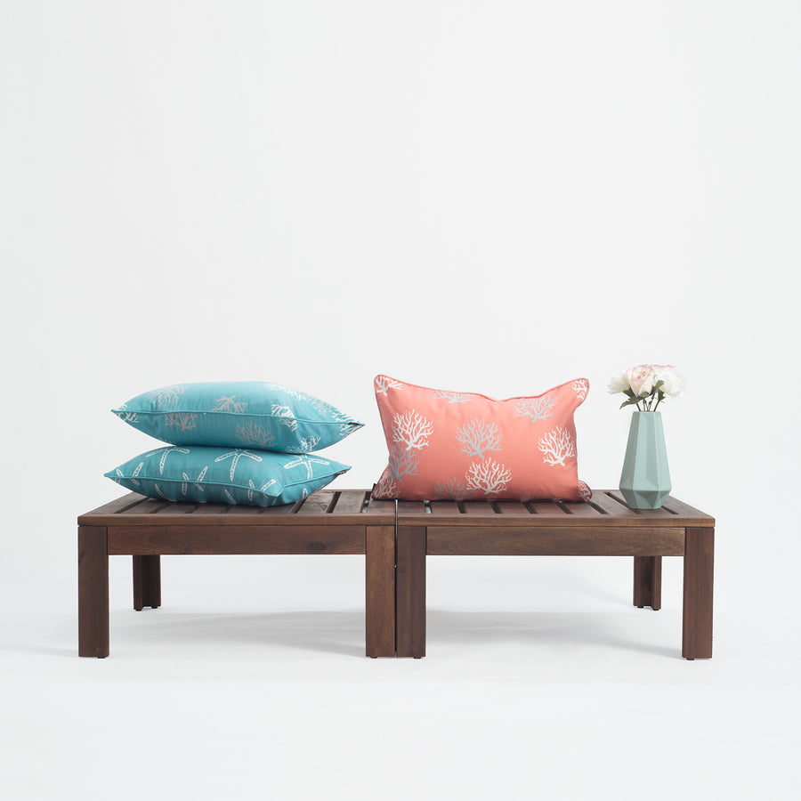 Beach Outdoor Lumbar Pillow Cover, Living Coral, Coral, 12