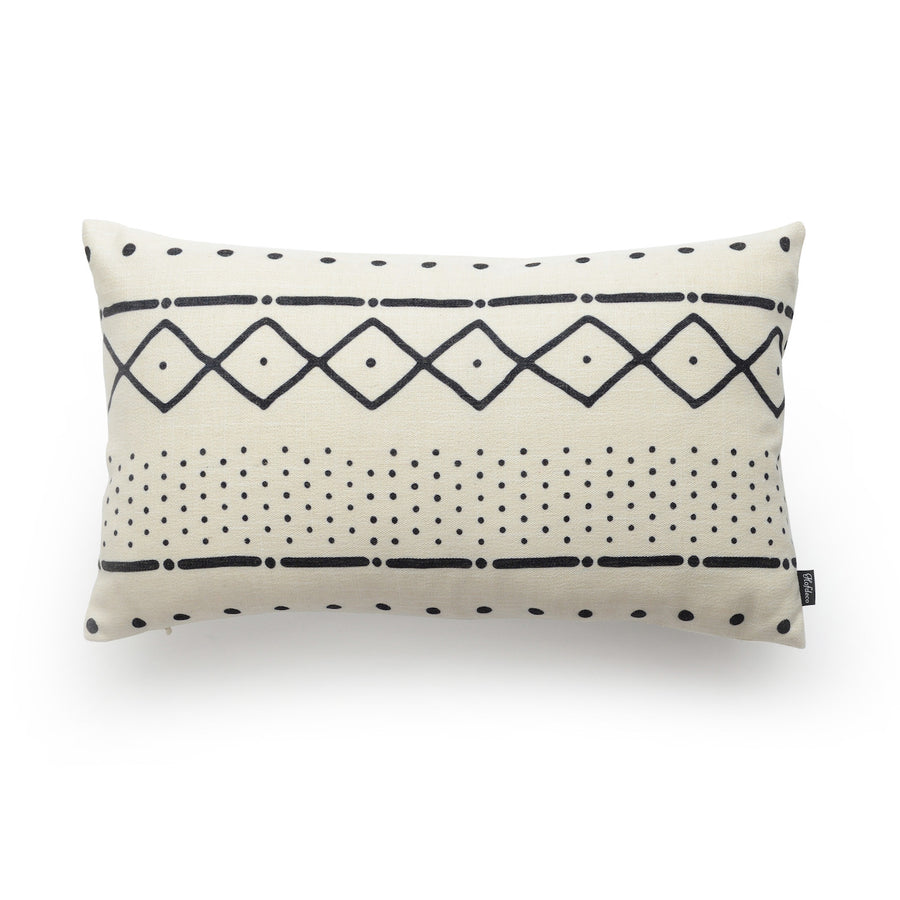 White mudcloth pillow cover