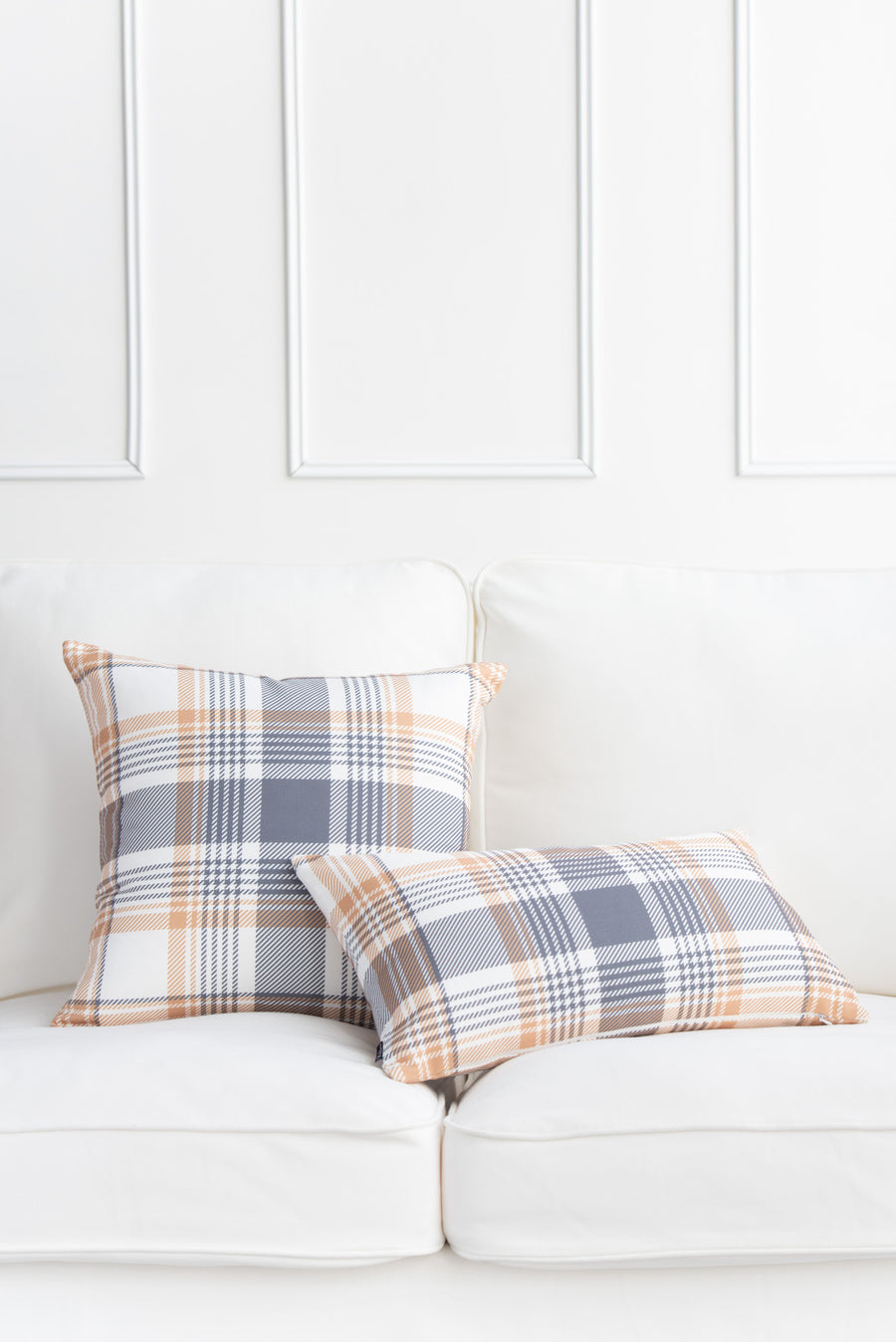 Harvest Lumbar Pillow Cover, Tartan Plaid, Gold Gray, 12