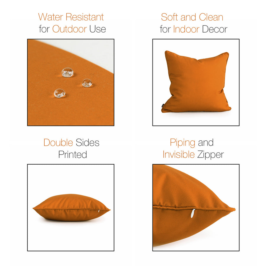 Orange Outdoor Pillow Cover, Solid, 18